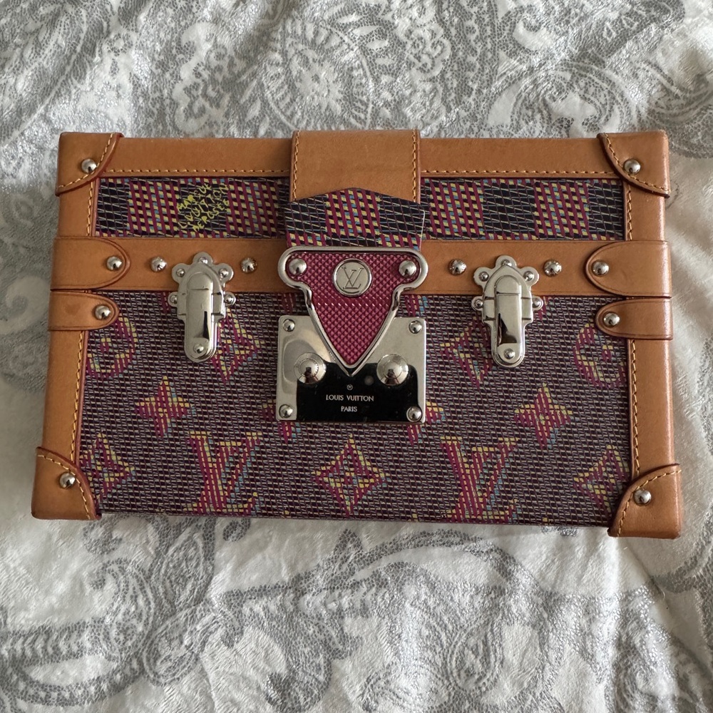 Louis Vuitton Brown and Tan Trunk Clutch
